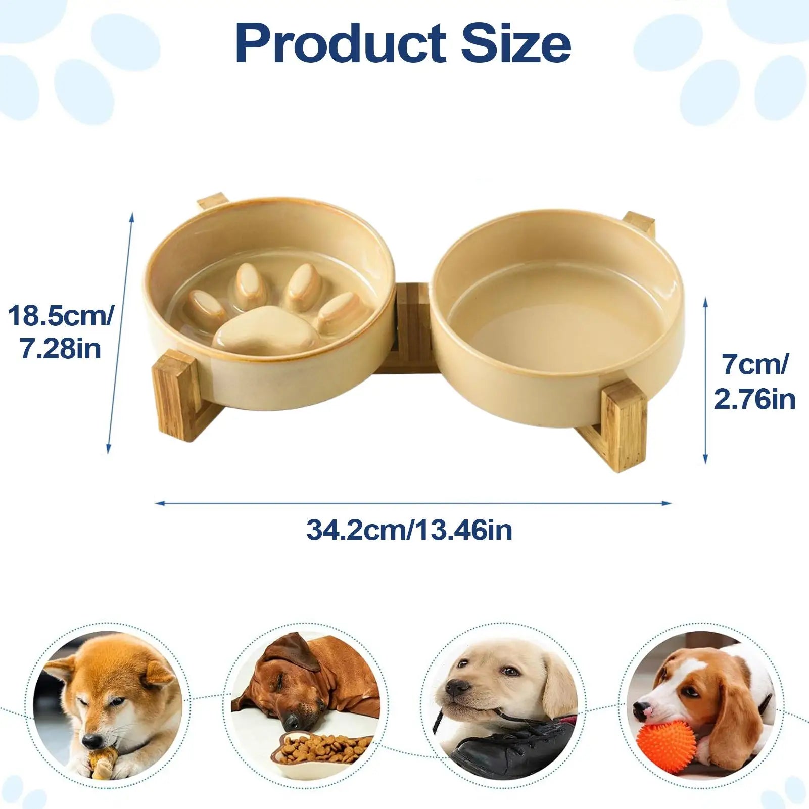 Hundenapf mit langsamer Fütterung, Keramik, rutschfest, niedliche Pfotennäpfe mit Ständer, Haustierbedarf für Katzenfütterung, Wasserversorgung, Heimhof