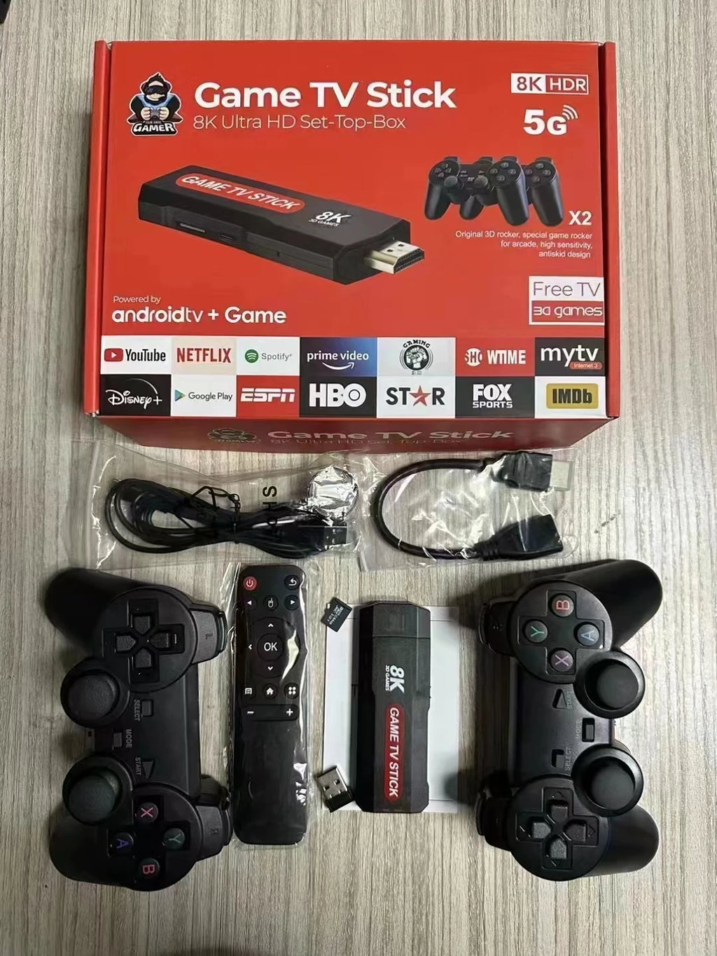 TV Stick X2 Game TV Box 64GB 10000+ gaming HD 8K 5G WiFi high-definition retro video game console wireless simulator PK Q9 Stick