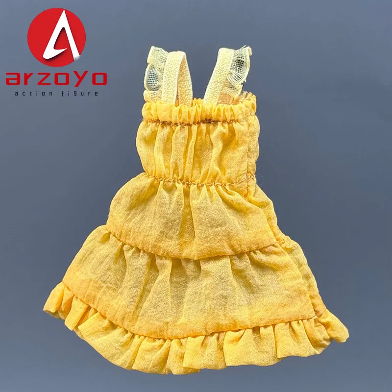 1/12 Scale Female Solider Lace Shoulder Strap Cake Skirt Dress Clothes Model Fit 6'' Ob11 Azone Figma Romankey Action Figure