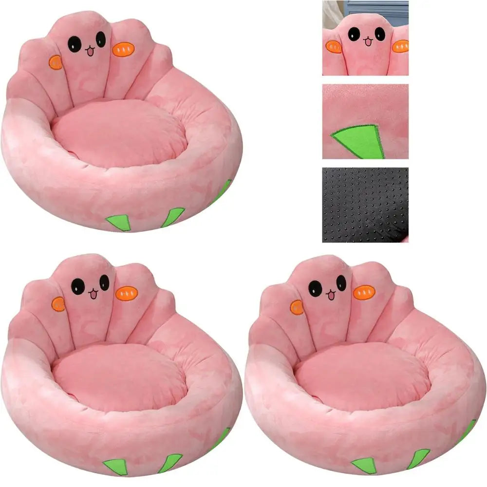 "plush washable warm pet beds for cats and dogs, cozy self-heating sleeping beds for small pets, pink"