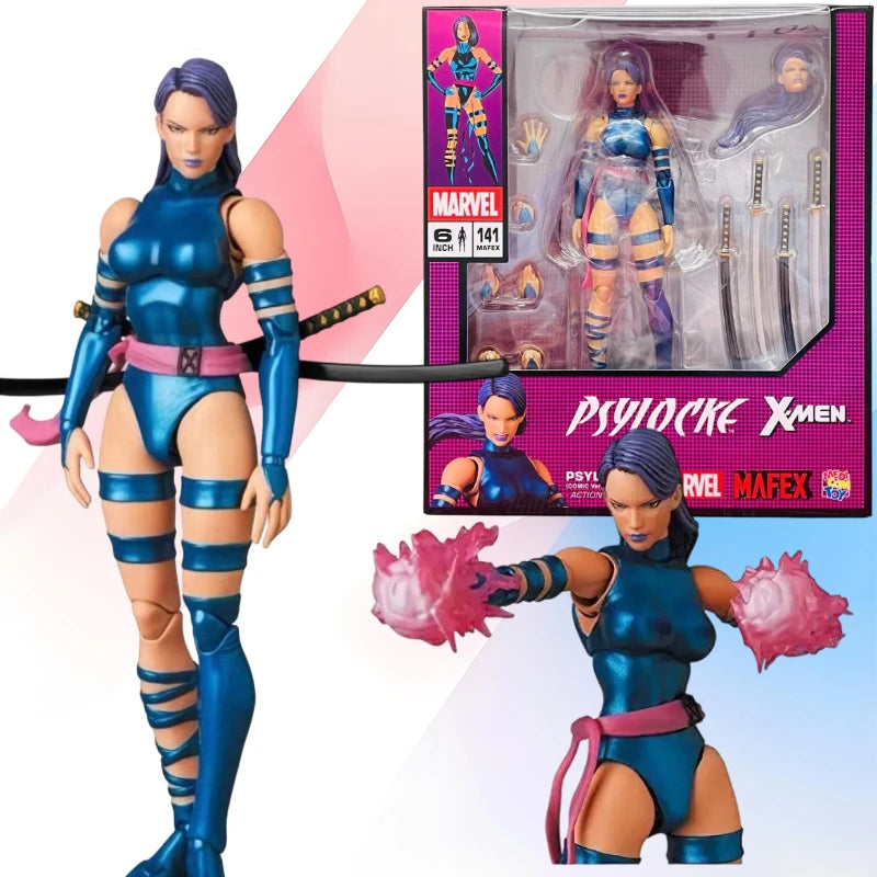 In Stock MAFEX No.141 MAFEX Psylocke (COMIC Ver.) Figure Medicom Toy Action Figrue Anime Model Toys