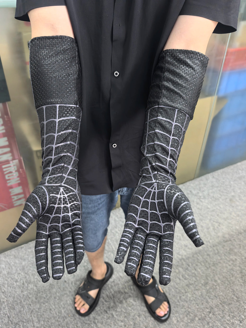 Black Toby Spiderman 3 Gloves Venom Screen Printed Glove Costume Accessories Cosplay Prop 3D Webs Patterns Halloween Cos Mittens