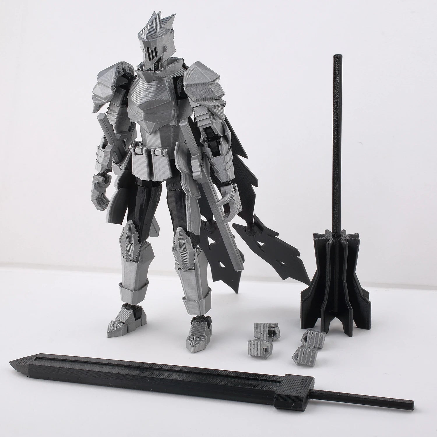 9L3D Lucky13 Silver Knight Robot Action Figure Dummy13 with Giant Sword T13 Multi-Jointed 3D Printed Collectible Toy Titan13