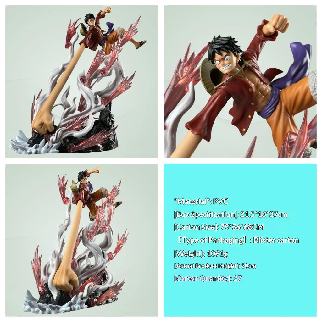 30cm One Piece Monkey D. Luffy Gk Action Figure Pvc Anime Statue Long Arm Battle Scene Collectible Desktop Decor For Anime Fans