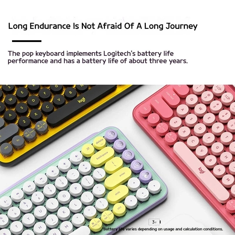 Original Logitech Pop Keys Wireless Mechanical Keyboard Logi POP Mouse Dream Violet 87keys Keyboard Mouse Combos Set For Iaptop