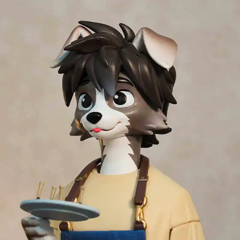22cm Cafe Rest Tea Dog Eating Tasting Officer Action Figure PVC Handmade Ornament Cute Popularity Healing Gift for Collectors