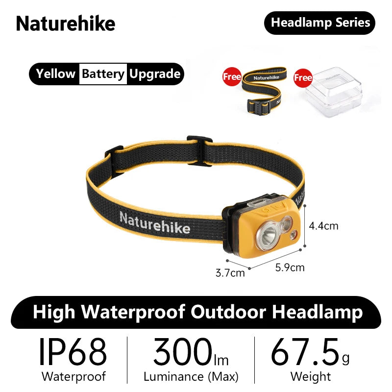 Naturehike Челник с висока водоустойчивост, външен челник, туризъм, алпинизъм, бягане, катерене, супер ярки светлини