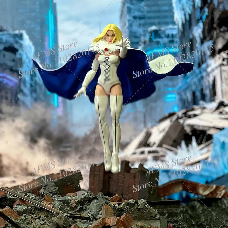 1/12 Men Soldier Anti-Hero Emma White Battle Goddess White Fur Collar Cloak Combat Costume Fit 6Inch ML Action Figure Body