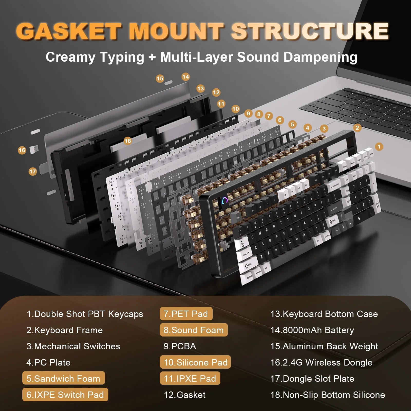 YUNZII AL98 Black Aluminum Mechanical Gaming Keyboard, QMK/VIA Wireless Custom RGB Keyboard, BT/2.4G/USB Gasket Win/Mac Keyboard