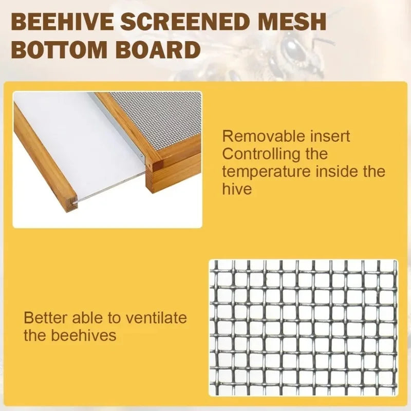 Bienenstock-Set mit 8 Rahmen und in Bienenwachs getauchtem Siebboden – Starter-Bienenstockkästen für die Bienenzucht