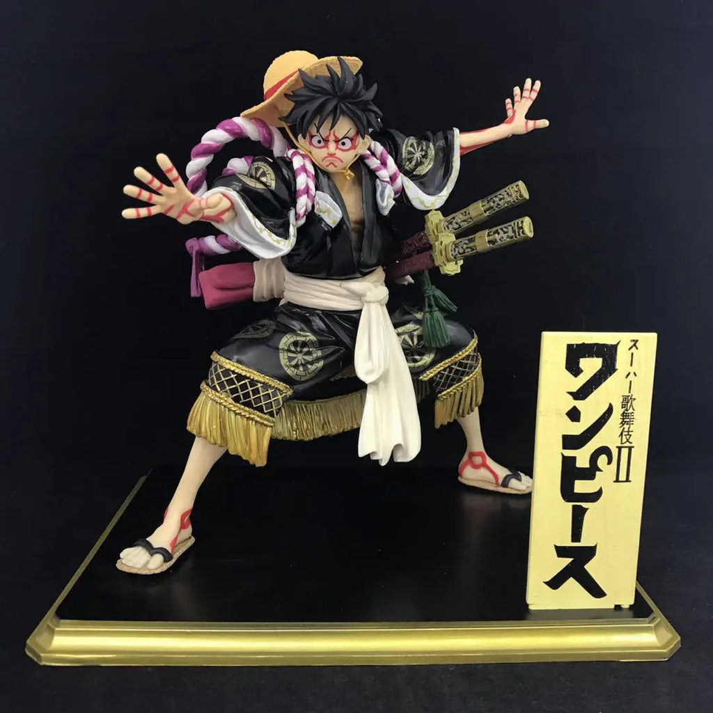 Anime One Piece Kimono Kabuki Edition Monkey D. Luffy Figuren Modell PVC Sammlung Statue Spielzeug Schreibtischdekoration Weihnachtsgeschenk