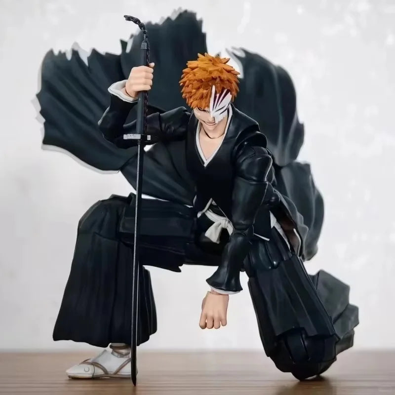 Original Bandai Shf Bleach Ichigo Kurosaki Hollowfication Getsuga Tenshou Action Figure Collectible Ornament Toy Gift In Stock