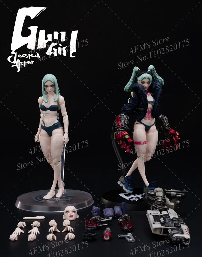 IN STOCK Romankey 1/12 Scale Collectible Figure Anime Gun Girl Rebecca Punk Cool Battle Girl 6Inch Women Soldier Action Figure