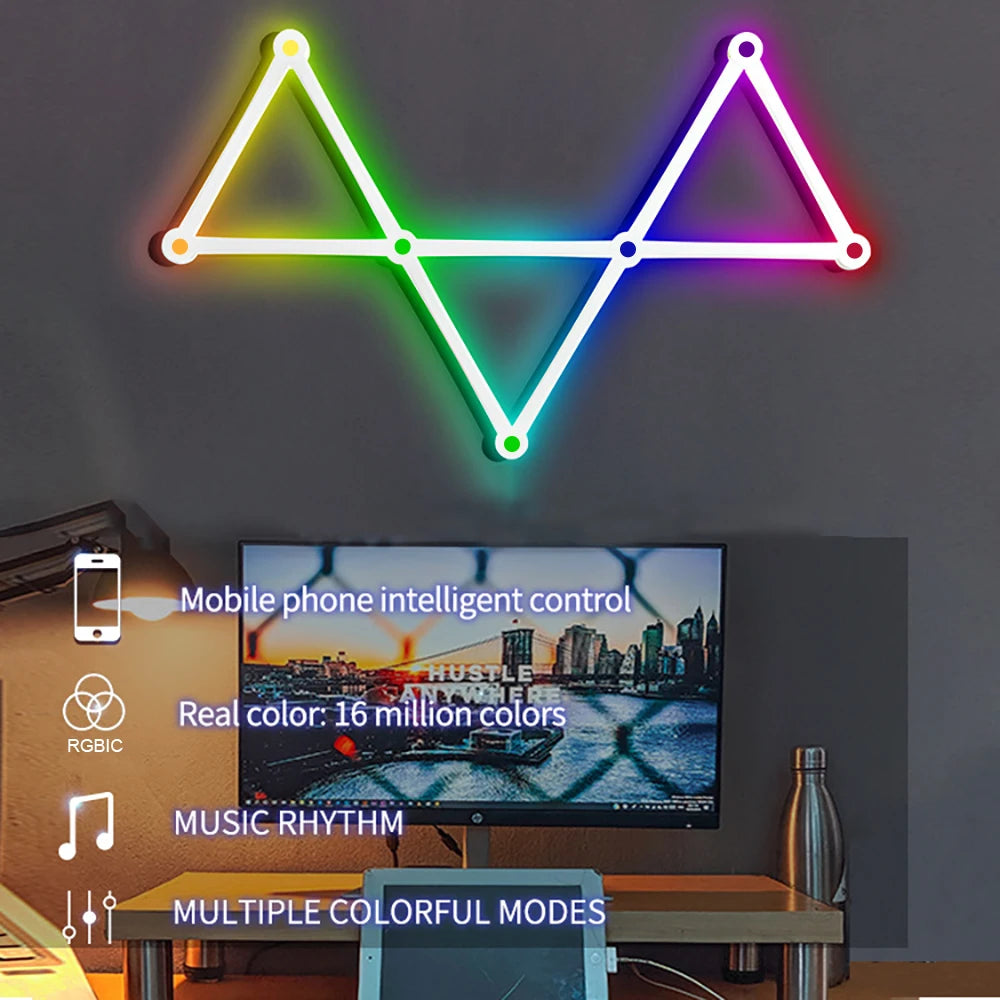 WIFI RGB Wall Light Bar RGBIC LED Light Smart Gaming Lights Works with Alexa and Google Assistant LED Wall Lights for Bedroom