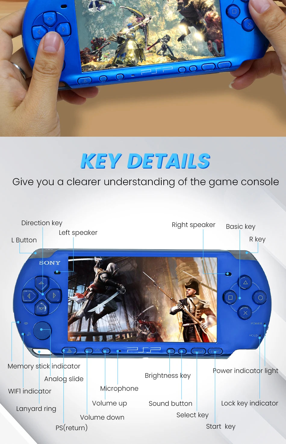 Original Sony psp 3000 Handheld Game Console (PSP-3006) psp sony 3000 PlayStation PSP3000 Game Console (Including games)