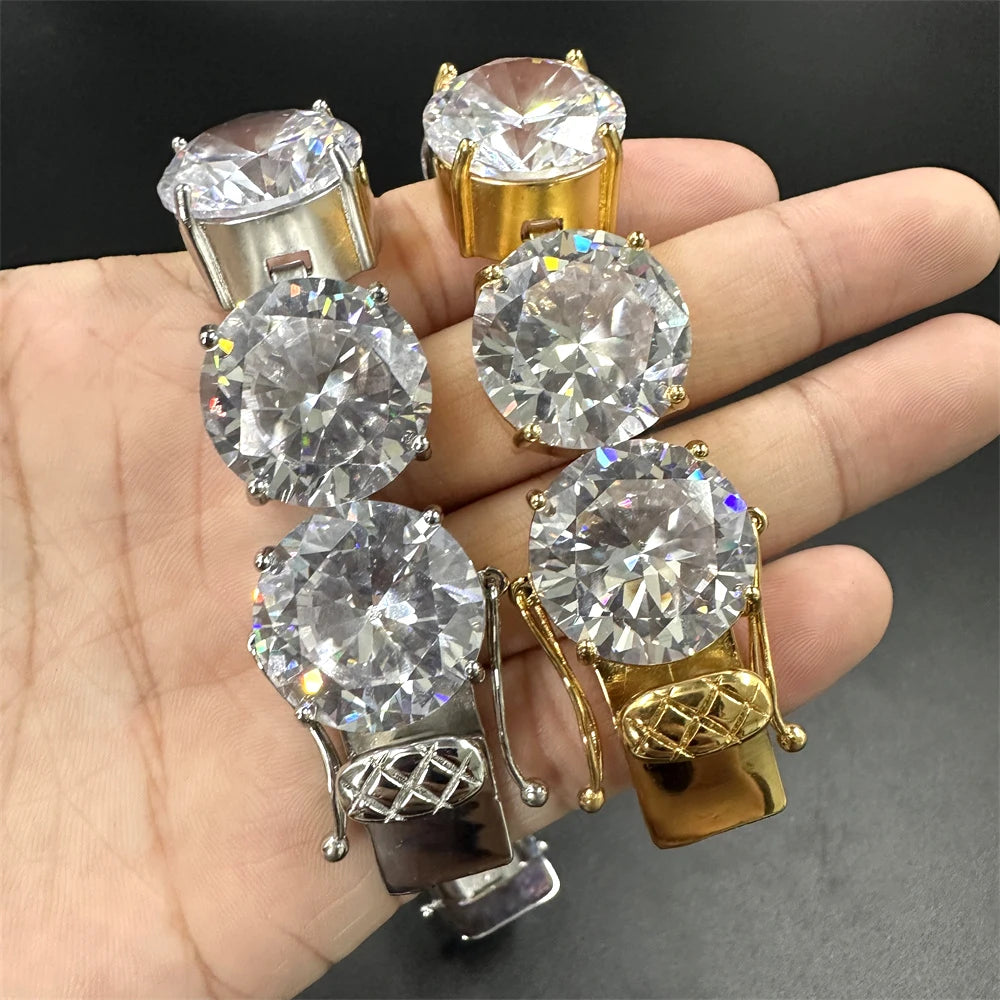 20mm Big Iced Stainless Steel Tennis Link Chain Necklaces for Men Women No Fade Bling Zircon Goth Hip Hop Jewelry Free Shipping
