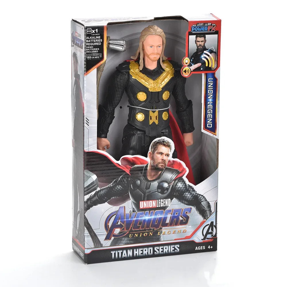 30cm Marvel Avengers Toy Thanos Hulk Spiderman Iron Man Captain America Thor Black Panther With Sound And Light Action Toy Gifts