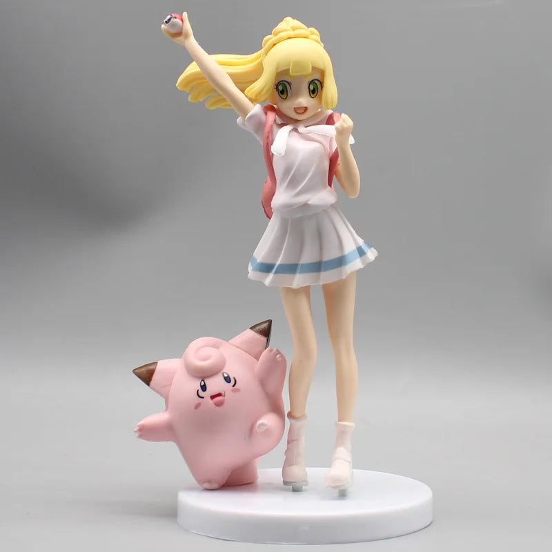 20 см Pokemon Lillie Clefairy игра Красиво момиче фигурка модел Gk статуя момчета колекция настолна декорация орнамент играчки подаръци