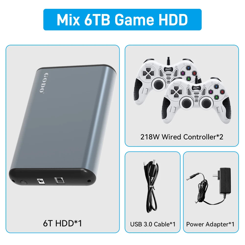 6T Portable Retro Game Hard Drive For PS5/PS4/PS3/PS2/Xbox/N64/Switch Emulator Game HDD Built-in 65000+ Games For Win PC/Laptop