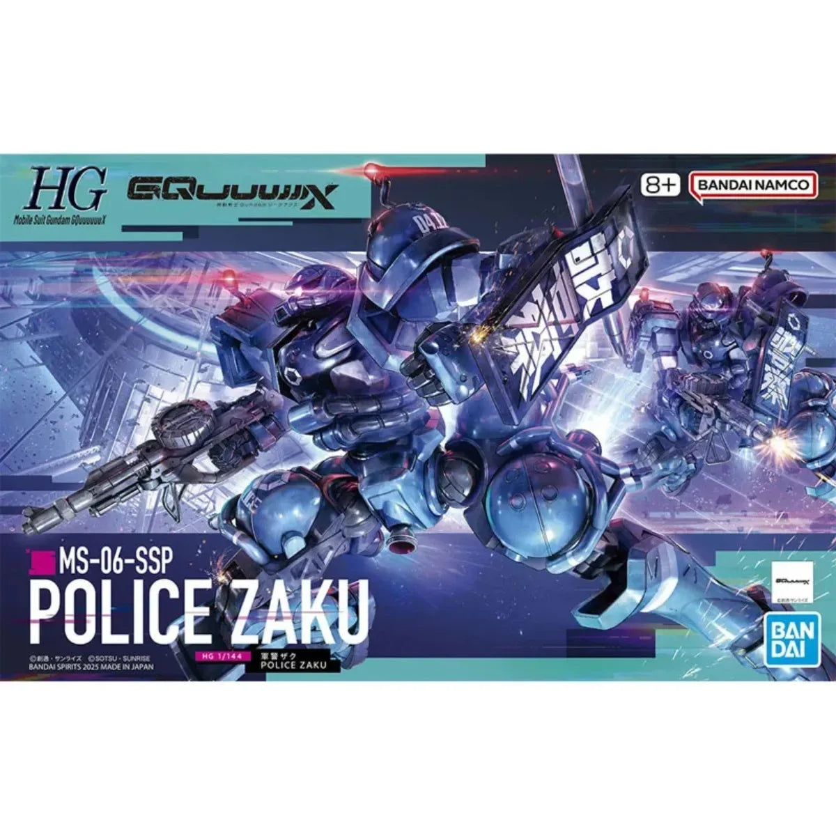 Genuine Bandai Original Gundam GQuuuuuuX  Model Kit HG Mobile Suit  1/144 Anime Figures MS-06-SSP Police Zaku Action Model Toy