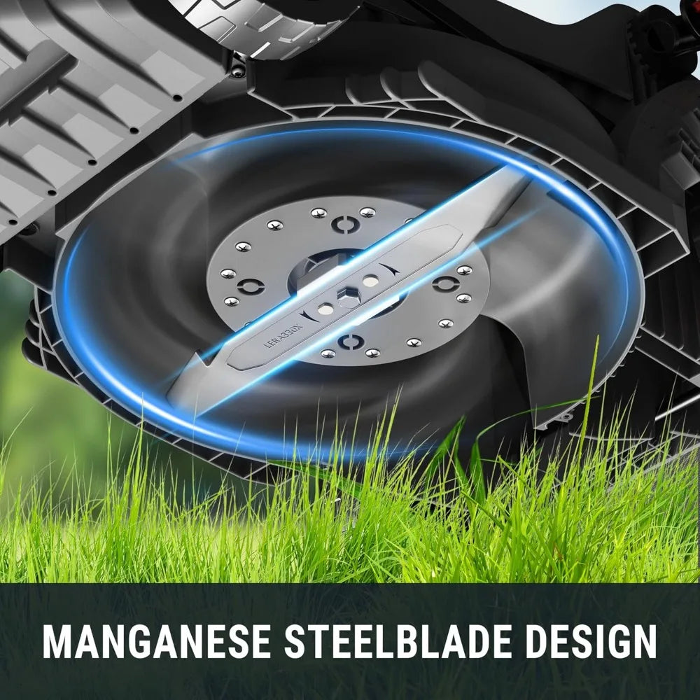 40V 13-Inch Electric Lawn Mower Cordless, Brushless Motor, 5 Height Adjustment with 2 x 20V 4.0Ah Batteries and Charger, Batter
