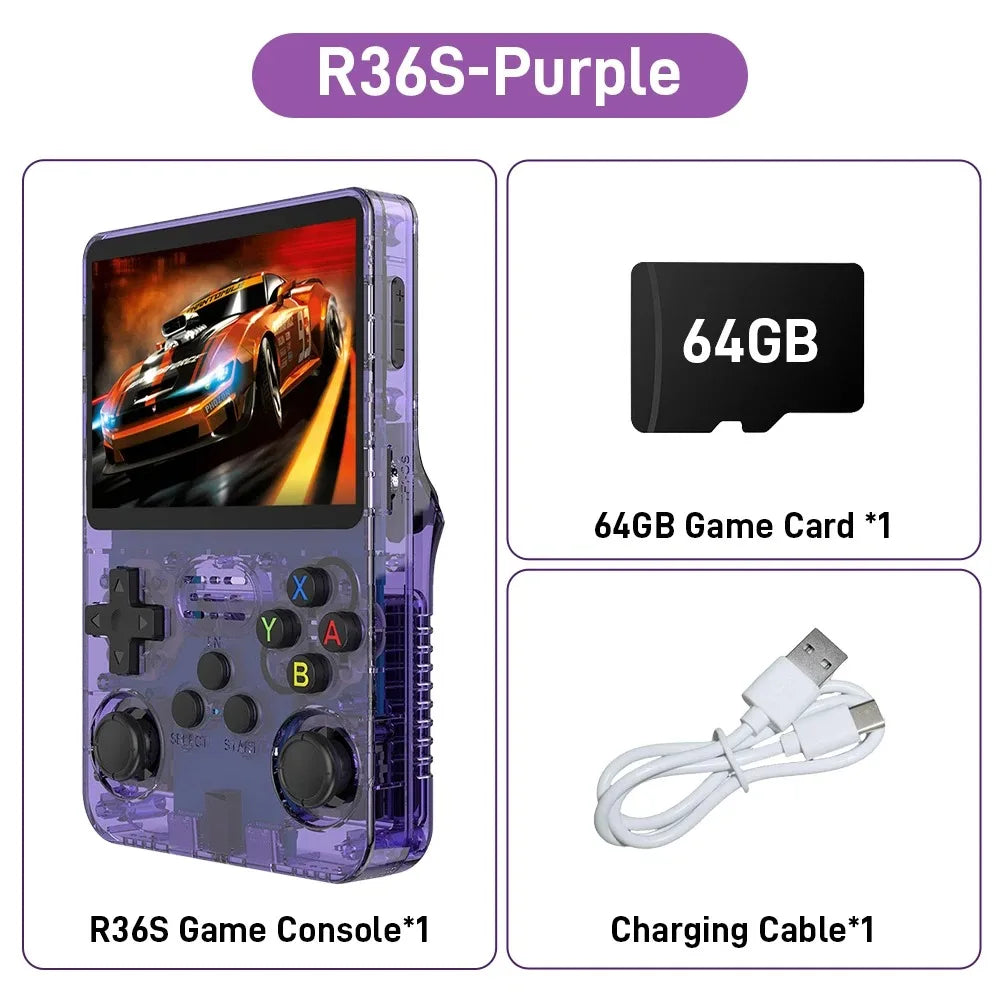 R36S Retro Handheld Video Game Console Linux System 3.5 Inch IPS Screen R35s Pro Portable Pocket Video Player 64GB/128G Games