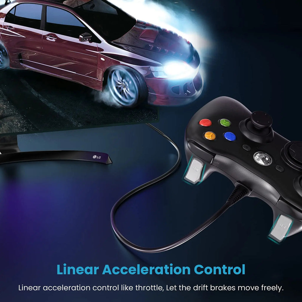 Wired Gamepad For Xbox 360 Game Controller with Dual-Vibration Turbo Compatible Xbox 360/360 Slim and PC Window Joystick