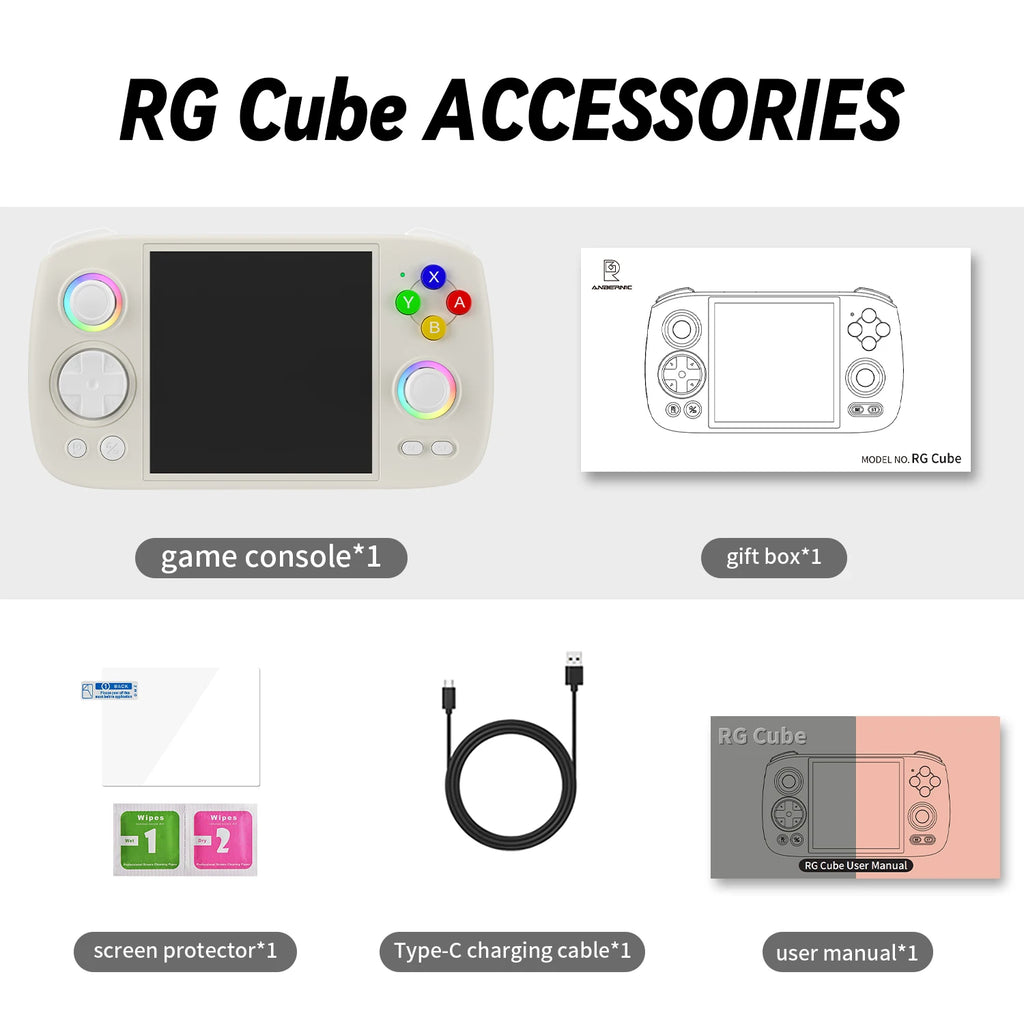 ANBERNIC RG Cube Handheld Game Console 3.95" IPS Touch Screen Android 5200mAh RGB Light Hall Joystick FOTA Upgrade Retro Player