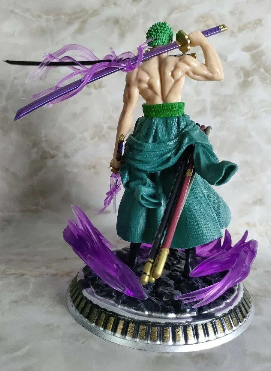 20cm One Piece Action Figure Three-Knife Fighting Skill Roronoa Zoro Anime Model Zoro Figures Decorations PVC Toy Gift