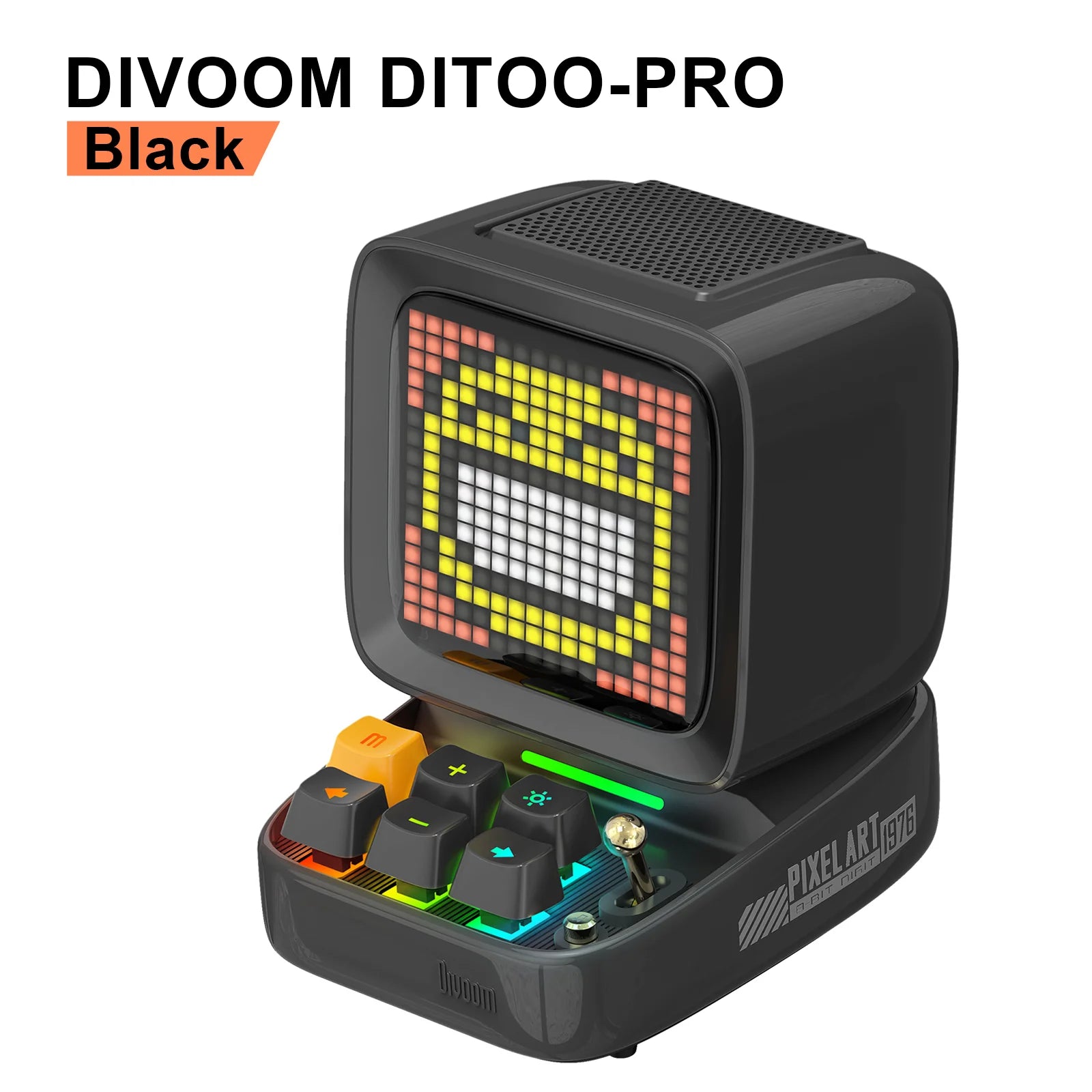 Ditoo Bluetooth-Lautsprecher, Retro-Pixel-Art-Spiel, tragbar, mit 16 x 16 LED-App-gesteuertem Frontbildschirm (Pink), DIY-LED-Anzeigetafel