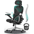 Ergonomic Mesh Office Chair, Adjustable Lumbar High Back Desk Chair 400lbs, 4D Flip-up Arms, 3-Level Tilt Backrest, 3D Headrest