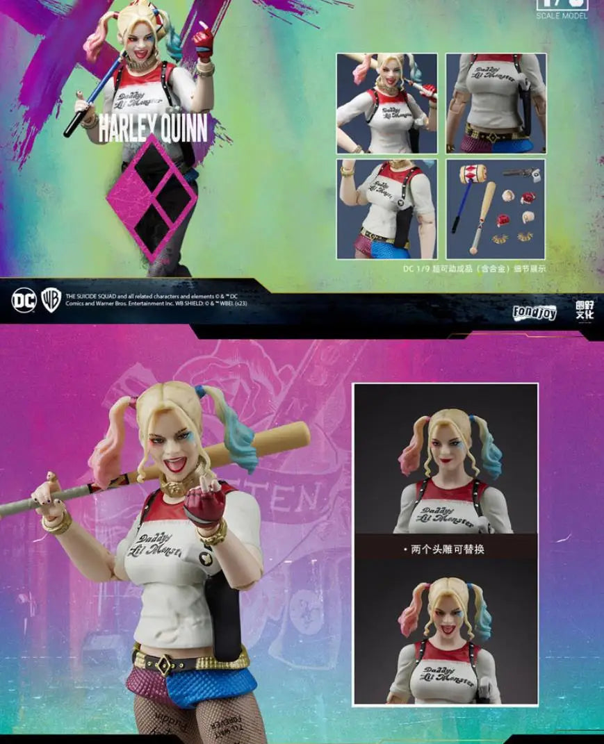 Anime Harley Quinn joint mobility standing posture Action Figure PVC Model Toys doll Desk Decor Collectible Gifts boxed