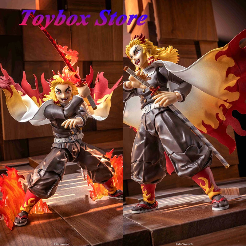 Rengoku Kyoujurou, Anime-Soldat im Maßstab 1/12, Mini-Spielzeug, weiß-roter Umhang, Zubehör für 6-Zoll-Anime-Demon-Slayer-Figur, Dekoration