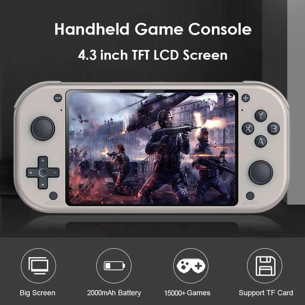 M17 Retro Game Handheld-Spielekonsole 4,3-Zoll-LCD-Bildschirm Emuelec-System Tragbarer Videospiel-Player Eingebautes Spiel 25 Emulatoren