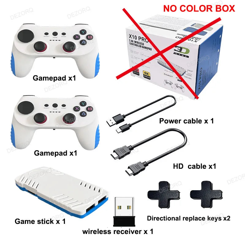 Neue TV-Spielkonsole 128G Eingebaute 50000 Retro-Spiele 50 Emulatoren Videojuegos Consola Dual Wireless Gamepad X10 Pro Game Stick 4K 