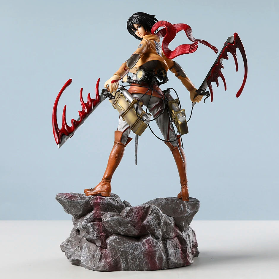 Mikasa Levi Ackerman Battle Damage Ver PVC Anime Figure Collectible Statue Doll Model Gift Toy Decor
