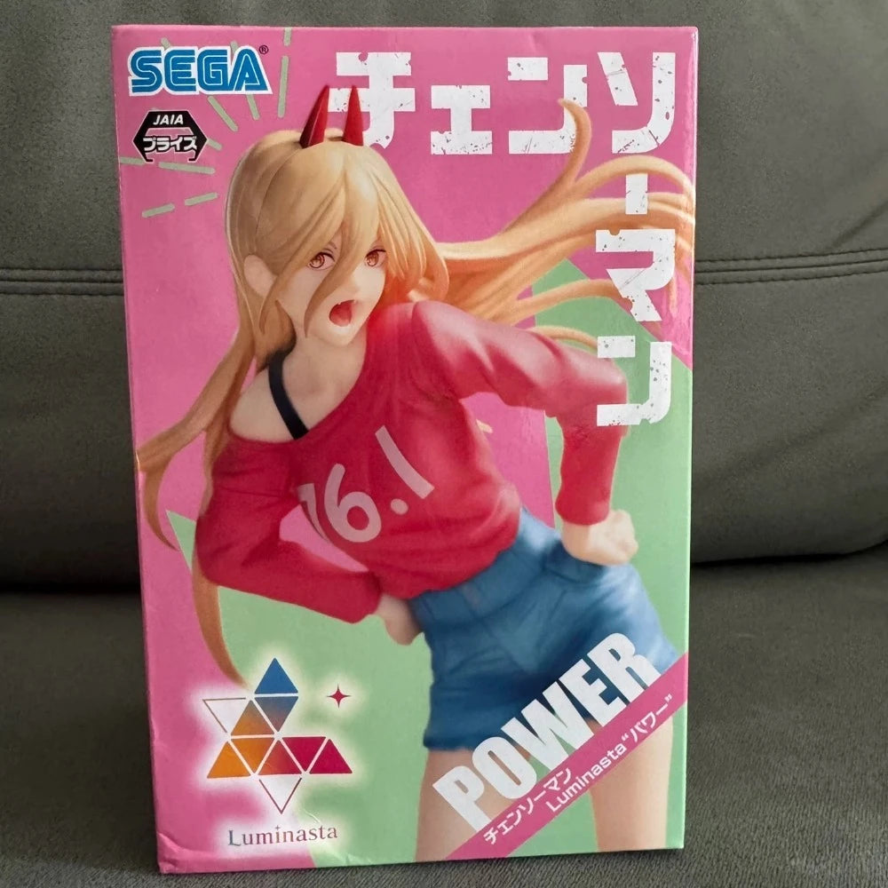 In Stock SEGA Original Genuine Chainsaw Man Nyaako Power Luminasta 22cm Anime Girl Collections Model Toy Figures Birthday Gift