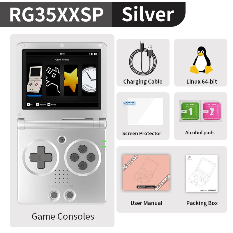 ANBERNIC RG35XXSP Flip Retro Handheld Spielkonsole Linux 64bit WiFi Bluetooth Retro Video Gaming Konsole Online Spielen HDMI-TV Ausgang