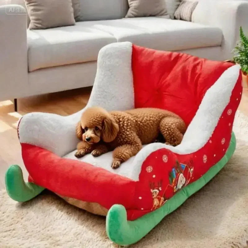 2026 New Modern Christmas Cat Bed Winter Warm Nest,Sleigh Cat Bed for Dogs and Cats, Suitable for Small To Medium Dogs and Cats