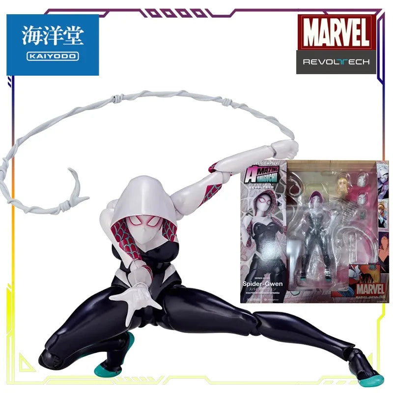 KAIYODO Original Revoltech Series Spider-Man\Venom Gwen Anime Action Figure Model Toys Movable Model Ornaments Gifts Fo Boys