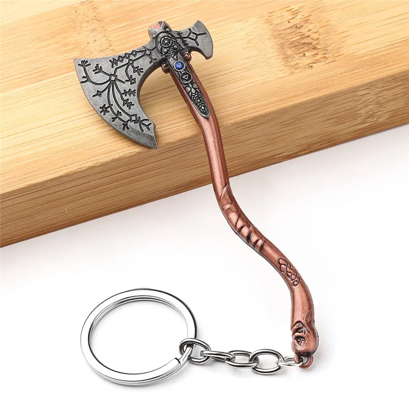 God of War Kratos Axe Key Chain Guardian Shield Sword Pendant Keychain for Women Men Fans Car Keyring