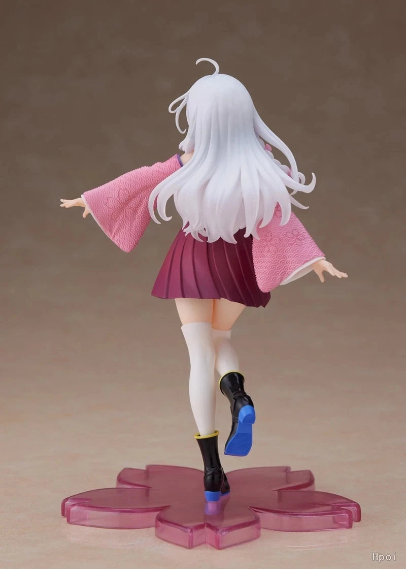 20CM Anime Wandering Witch: The Journey Elaina Figure PVC Cute Standing On One Foot Kimono Knee Socks Model Toys Ornaments Gifts