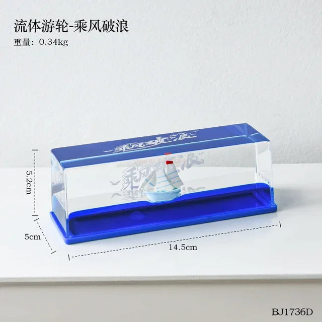 One Piece 3d Ship Fluid Drift Bottle Thousand Sunny Ship Going Merry Boat One Piece Floating Boat Ornament Decompression Gift