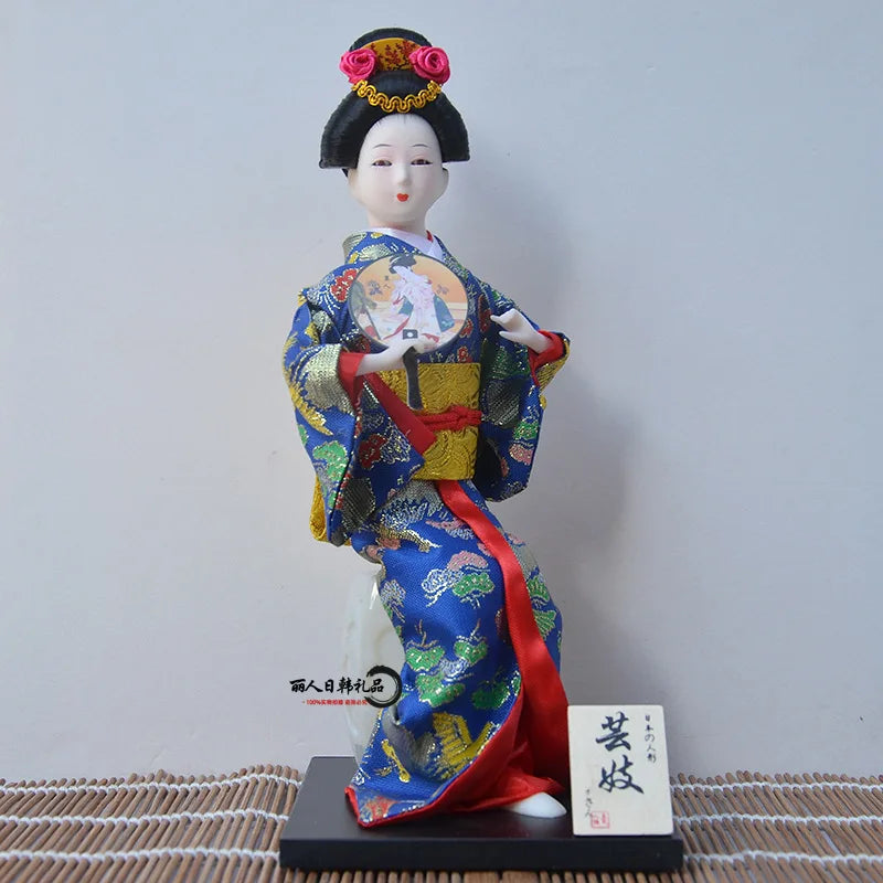 12inch Japanese Geisha Doll Statuette Sitting Figurine Japanese Kimono Kokeshi Kabuki Geisha Handicraft Ornament Birthday Gift