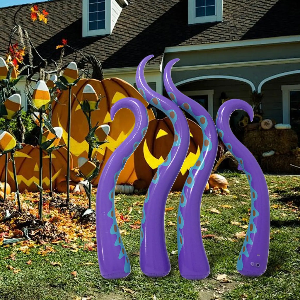 4 Pieces Outdoor Giant Octopus Tentacles Halloween Puppet Halloween Inflatable Decor Holiday Party Yard Lawn Decoration