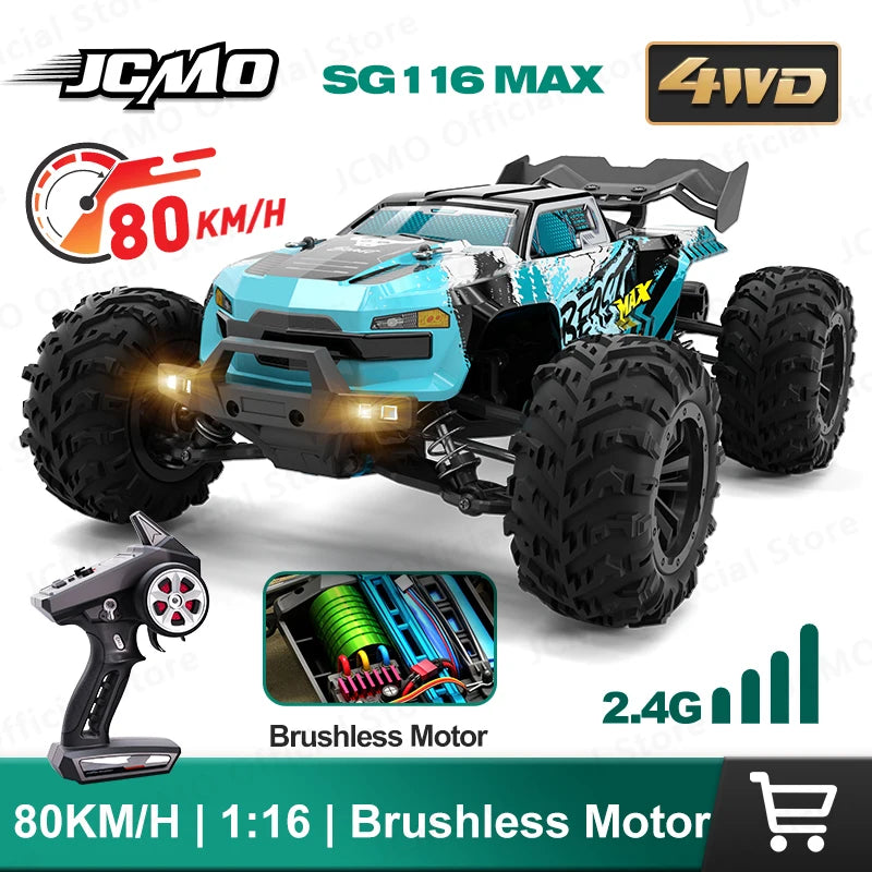 SG116MAX 80KM/H Високоскоростна RC кола Безчеткова 4WD Офроуд Дрифт Кола с дистанционно управление 1:16 Професионални състезателни коли SG116PRO 40KM/H