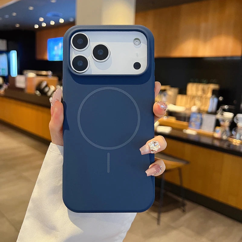 For Magsafe Magnetic Wireless Charging Luxury Solid Color Liquid Silicone Phone Case For iPhone 17 Pro Max Air Bumper Back Cover