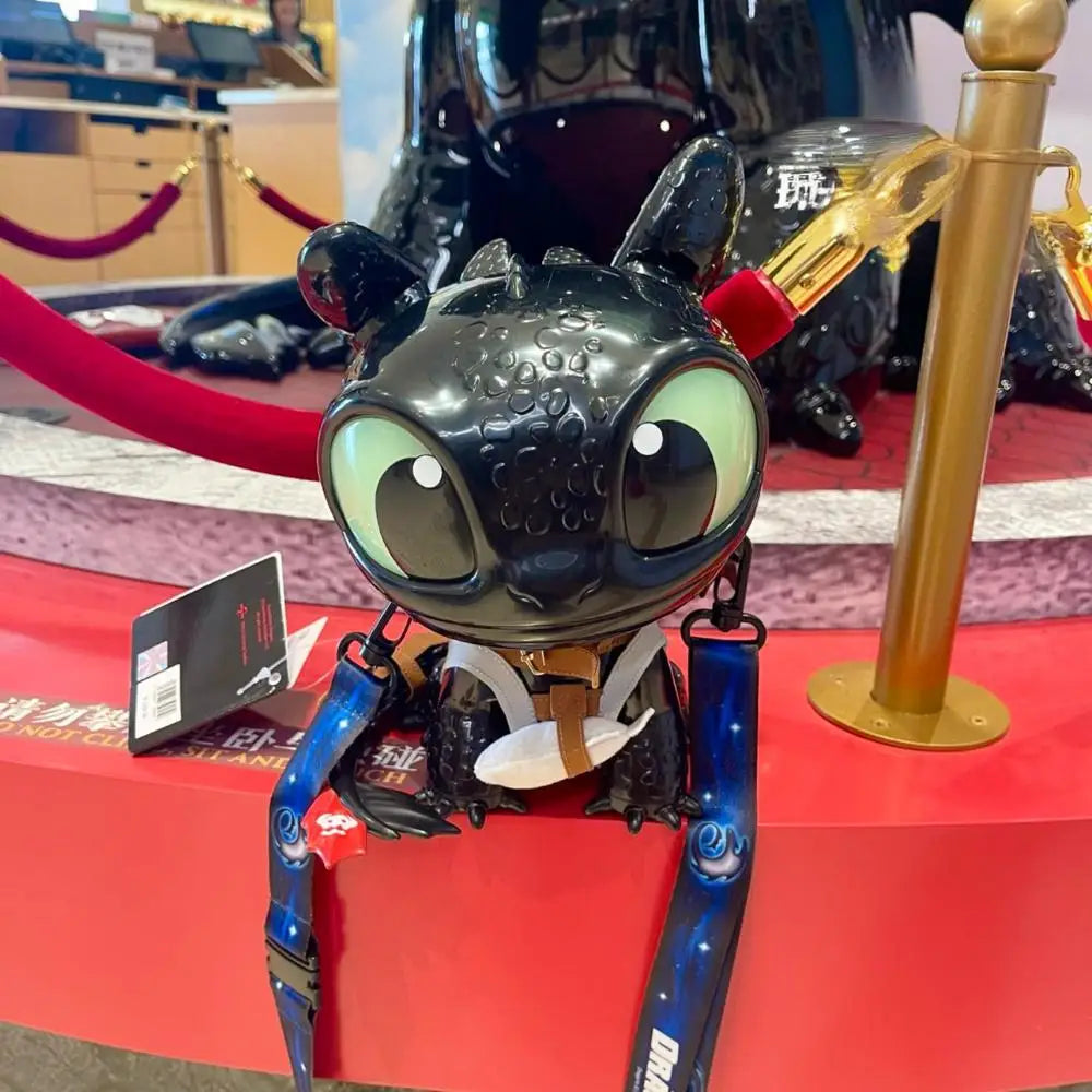 2025 Beijing Movie Park's Night Fury Storage Bin - A Black Dinosaur Ornament with Movable, Glowing Wings, Ideal for Souvenirs
