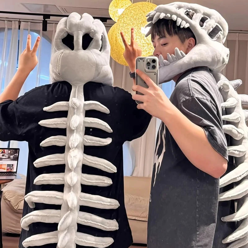 3D Realistic Dinosaur Skeleton Costume Set Funny Headgear Cosply Dress up Clothing Plush Toys Creative Gifts