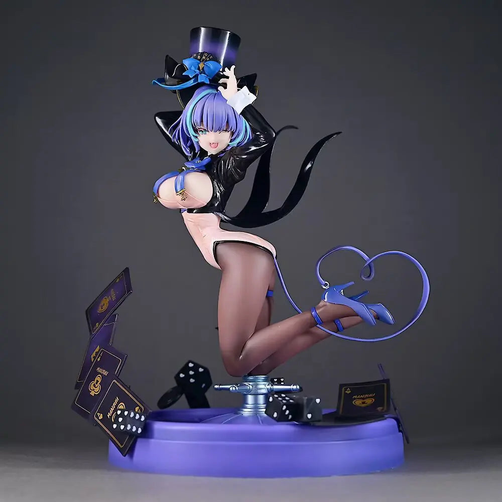 Night Dream Cheshire Cat Magician Girl GK PVC Collectible Model Anime Figure Magic Card Themed Desktop Decoration For Anime Fans